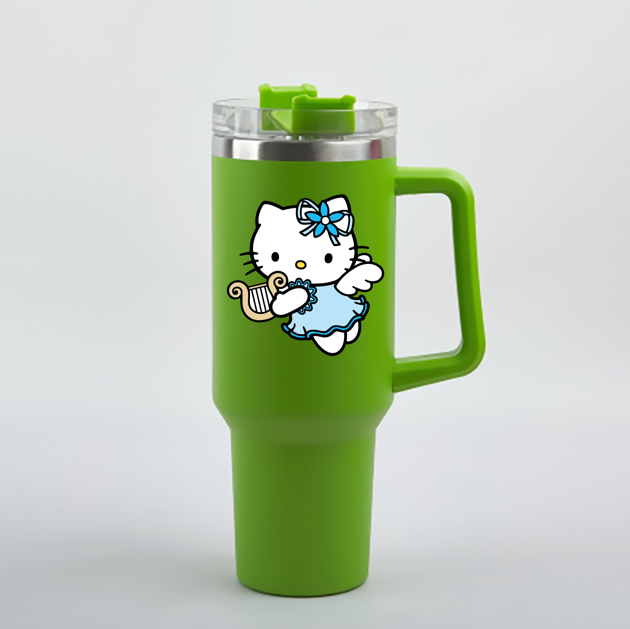 （画像用） Hello Kitty ハローキティ 1200mL車用タンブラー - クリスタルステッカー（プラスチックストロー付き）